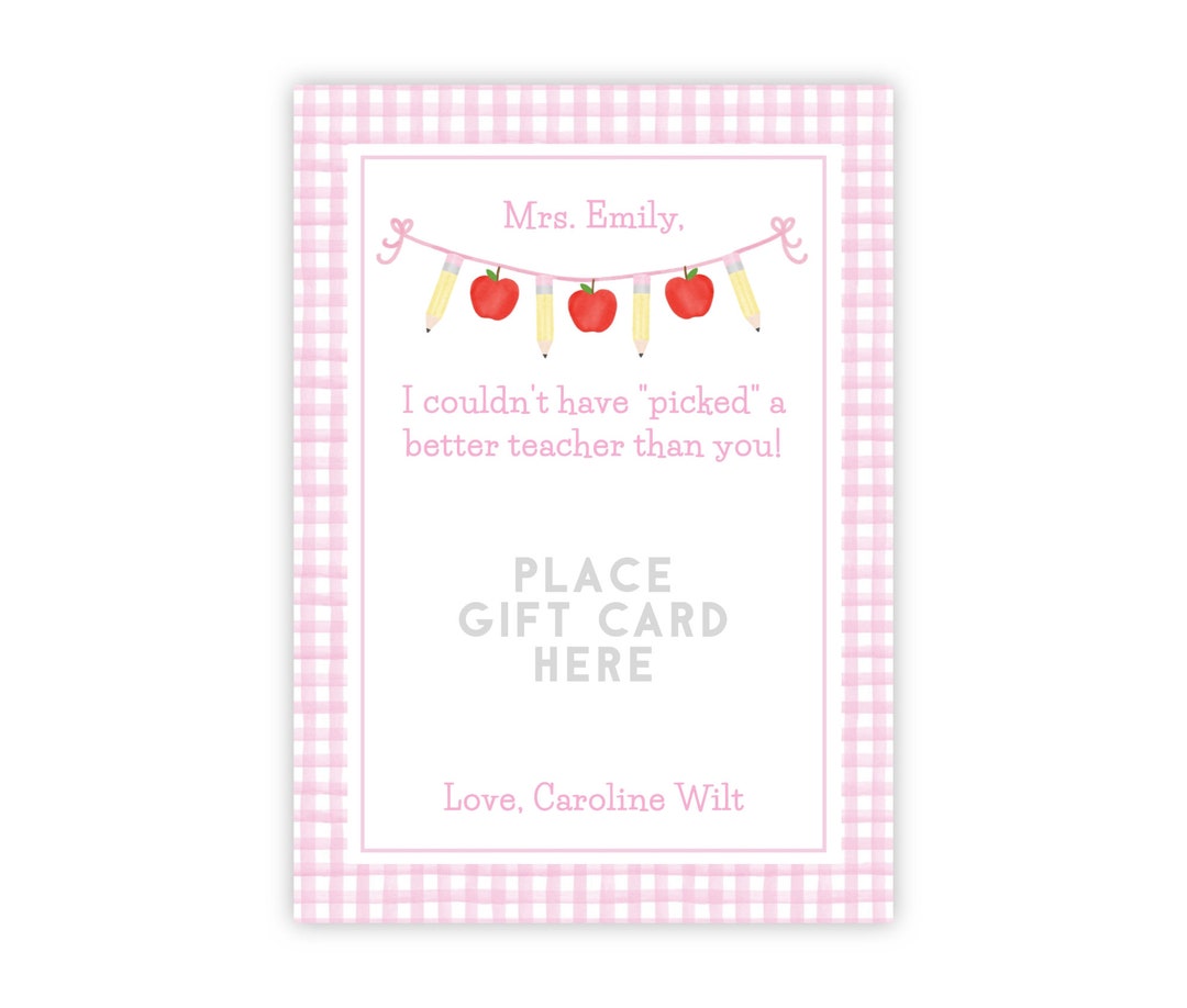 PRINTABLE Teacher Gift Card Holder Template | Back to School Corjl ...