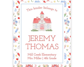 PRINTABLE Editable School Binder Cover | 8.5x11 Personalized Corjl Template | Self-Edit Printable Binder Cover for Students or Teachers