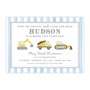 PRINTABLE Construction Birthday Party Invitation | Editable Corjl Template | Construction Truck Invite | Digital Download
