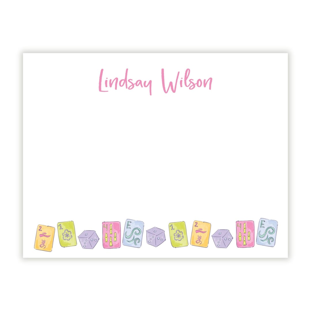 Printable Mahjong Note Cards, Custom Mahjong Stationery, Personalized ...