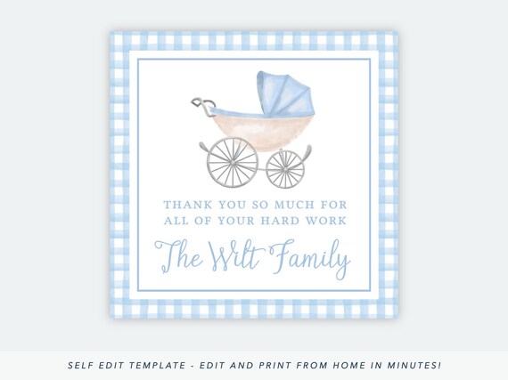 Printable Baby Boy Thank You Tags Labor and Delivery Thank - Etsy