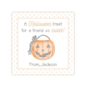 PRINTABLE Halloween Favor Tags, Sweet Pumpkin Candy Gift Tags, Classroom Treat Bag Labels, Kids Halloween Corjl Template | 501