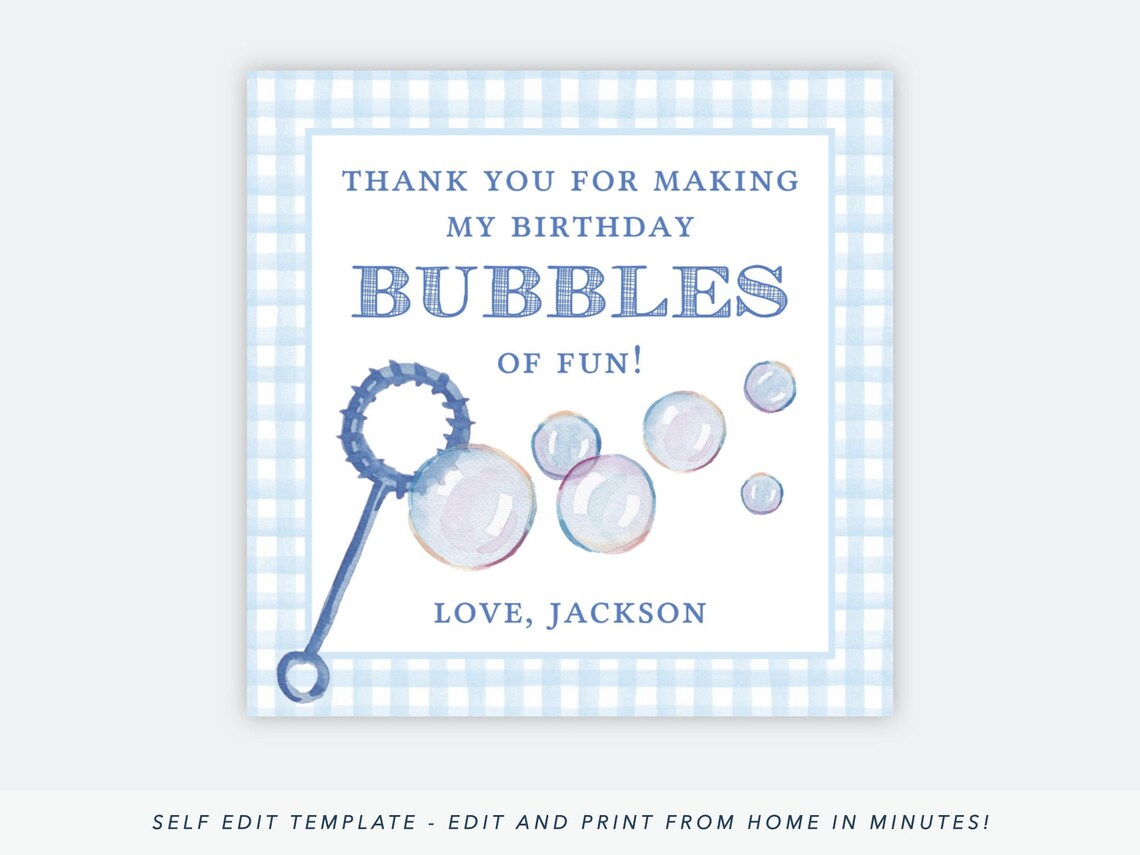Printable Bubble Party Favor Tags Bubble Gift Tag Bubble - Etsy