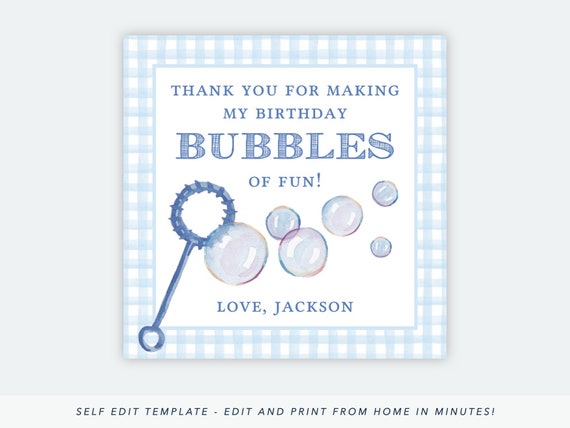 Printable Bubble Party Favor Tags Bubble Gift Tag Bubble - Etsy