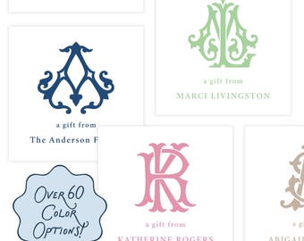 PRINTABLE Gift Tag Template | Custom Self-Edit Corjl Tag | Personalized Monogram Tag for Women | Chic Monogram | Multiple Color Options