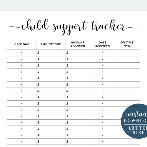 Child Support Tracker Printable Child Support Tracking - Etsy