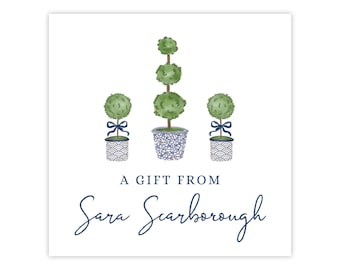 DRUCKBARE Geschenkanhänger Vorlage | Personalisierter bearbeitbarer Corjl-Tag mit Aquarell-Topiaries | Benutzerdefinierte Geschenk oder Gunst Anhänger | "Topiary Trio"