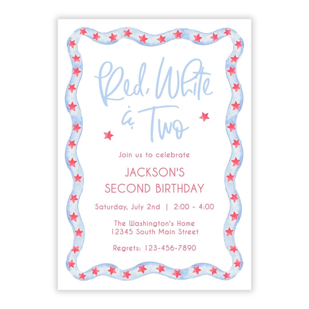 PRINTABLE Red White and Two Invitation | Patriotic 2nd Birthday Party ...