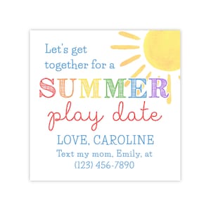 Printable End of School Tags for Kids, Summer Play Date Card, Play Date Calling Card, Play Date Business Card, Play Date Contact Card