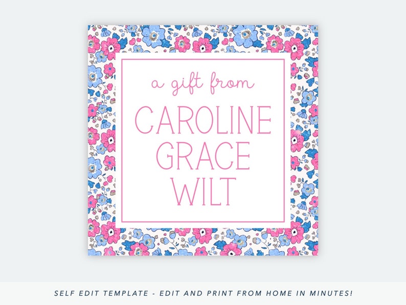 Printable Enclosure Cards Printable Gift Tag Ditsy Floral Etsy