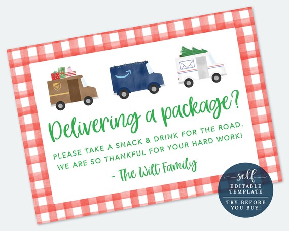 Printable Delivery Driver Snack Sign Delivery Driver Sign | Etsy