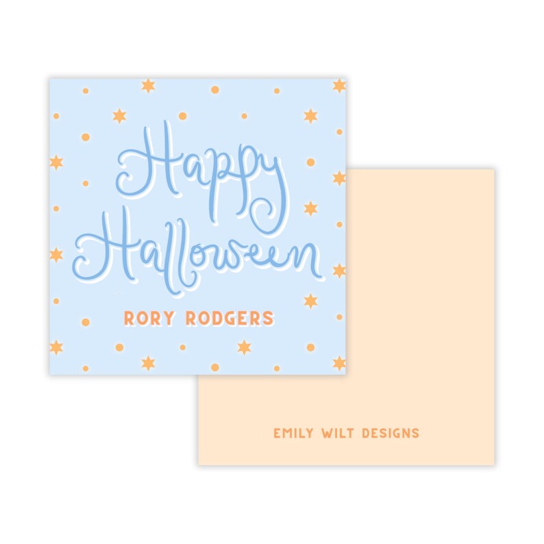 PRINTABLE Halloween Favor Tags, Blue Happy Halloween Gift Tags for Boys, Classroom Treat Bag Labels, Kids Party Corjl | 501 image 2