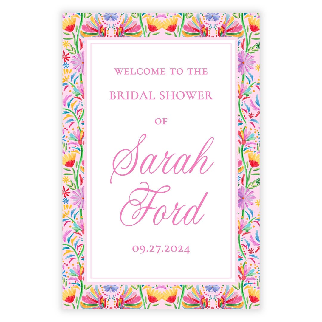 PRINTABLE Otomi Fiesta Bridal Shower Welcome Sign | Pink Mexican Floral ...