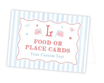 PRINTABLE One All American Boy Food Tent Card Template | Patriotic First Birthday Place Cards | Fourth of July Party  | 115