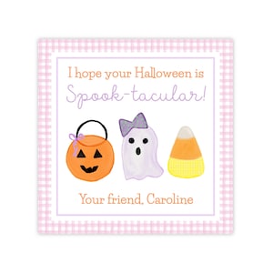 PRINTABLE Halloween Spooktacular Gift Tags, Cute Pumpkin Ghost Candy Corn Favor Tag, Editable Corjl Template | 501