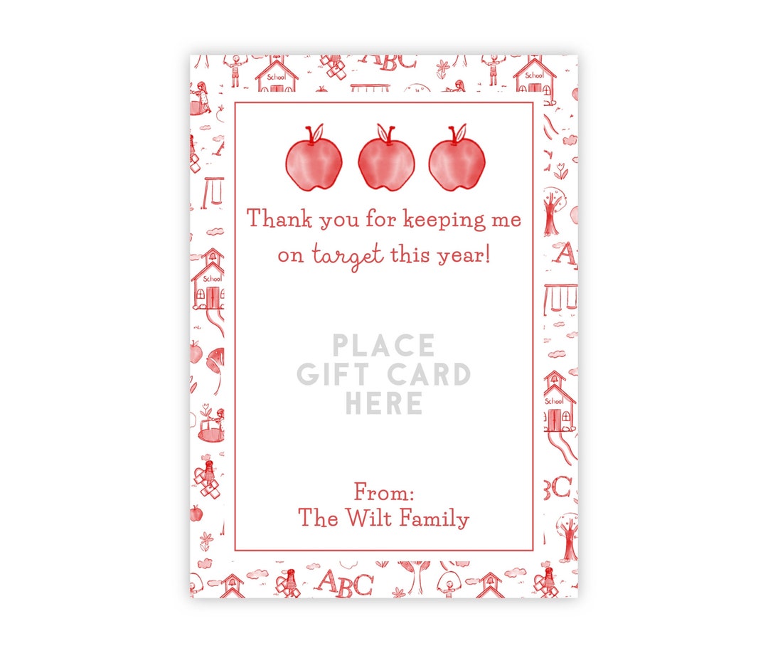 Printable Teacher Gift Card Holder, Teacher Appreciation Gift, Printable Gift Card Holder