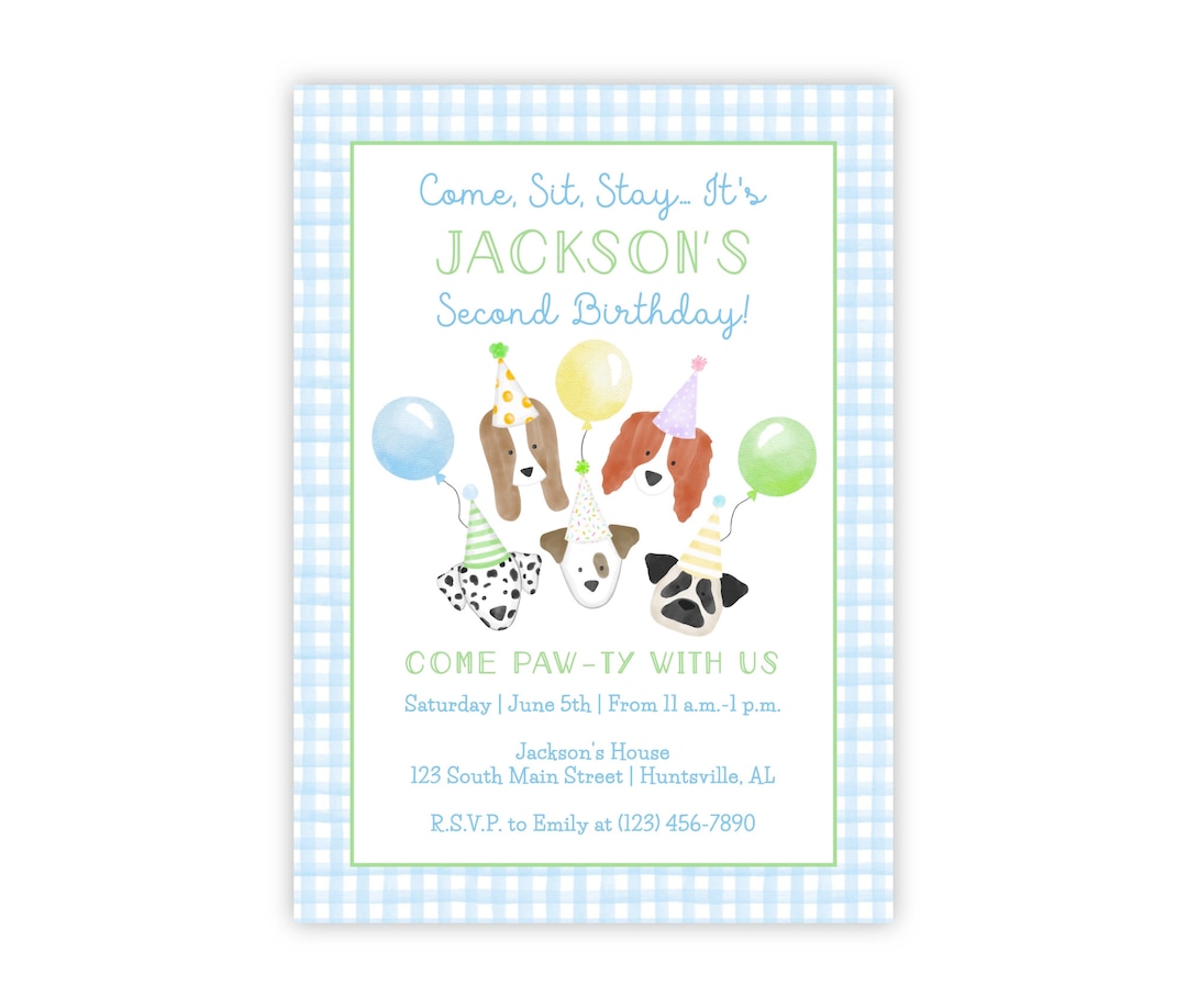 PRINTABLE Blue Puppy Birthday Invitation | Dog Party Invite for Kids ...