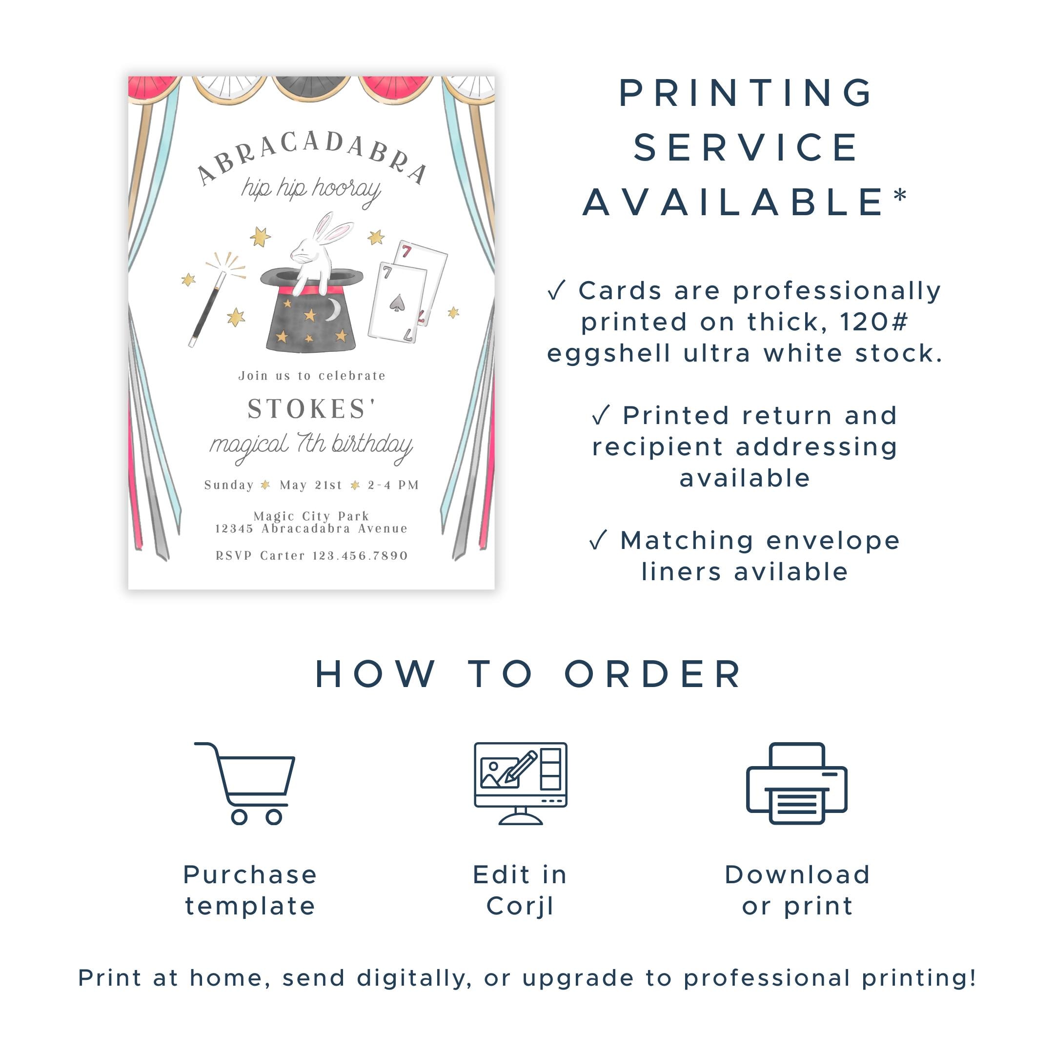 Practical Magic Invites PRINTABLE Magic Birthday Invitation | Bunny in Hat Magician Party ...