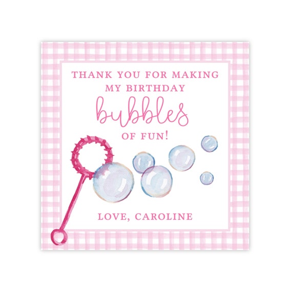 PRINTABLE Pink Bubble Party Favor Tags | Girls Birthday Favor Tag | Editable Corjl Template | Bubble Themed Thank You Tag