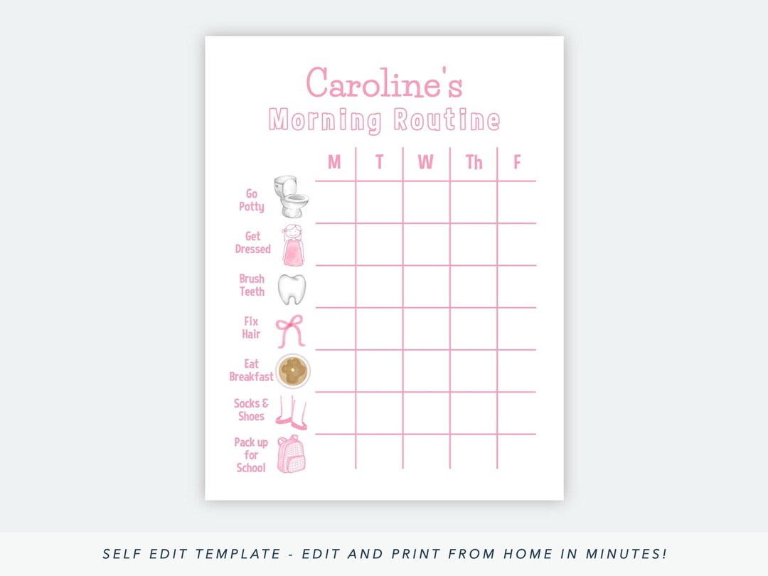 Printable Chore Chart Chore Chart for Girls Preschool - Etsy