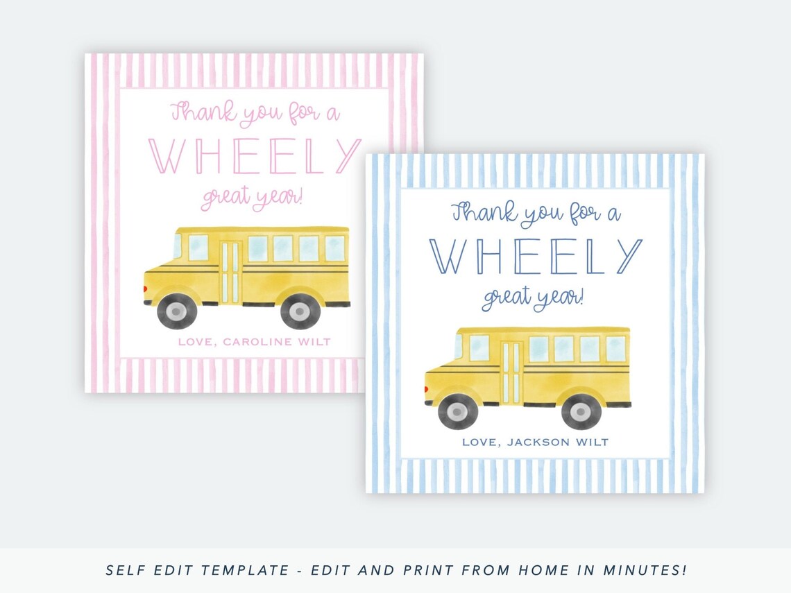 Printable School Bus Driver Gift Tags School Bus Driver | Etsy