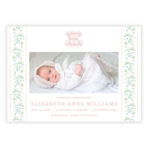 Faire-part de naissance imprimable pour bébé fille, faire-part de naissance personnalisé, modèle personnalisé de faire-part de naissance, faire-part de naissance