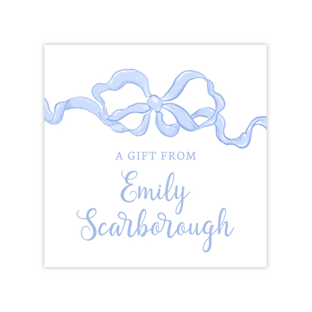 PRINTABLE Blue Bow Gift Tag Template | Editable Corjl Hostess or Gift ...