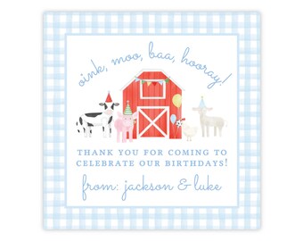 Printable Farm Birthday Party Favor Tags, Boy Farm Birthday Party ...