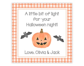 PRINTABLE Halloween Favor Tag, Glow Stick Pumpkin Gift Tag, Non Candy Classroom Treat Bag Labels, Kids Corjl Template, Halloween Light | 501