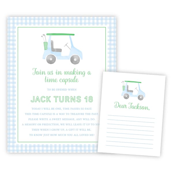 Printable Golf Time Capsule, Golf First Birthday, Golf First Birthday Time Capsule, Hole in One Birthday Party, Golf Birthday Party Supplies