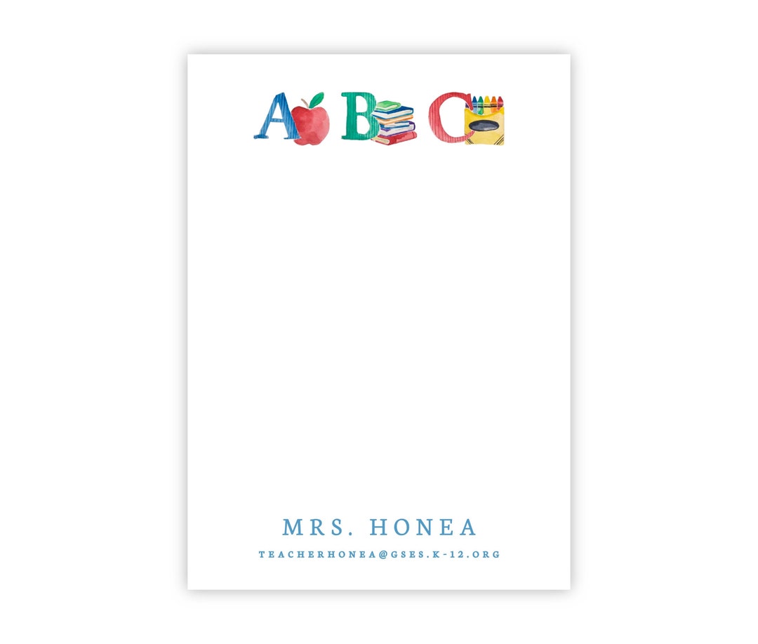 Personalized Teacher Notepad, Teacher Appreciation Week Gift, Teacher