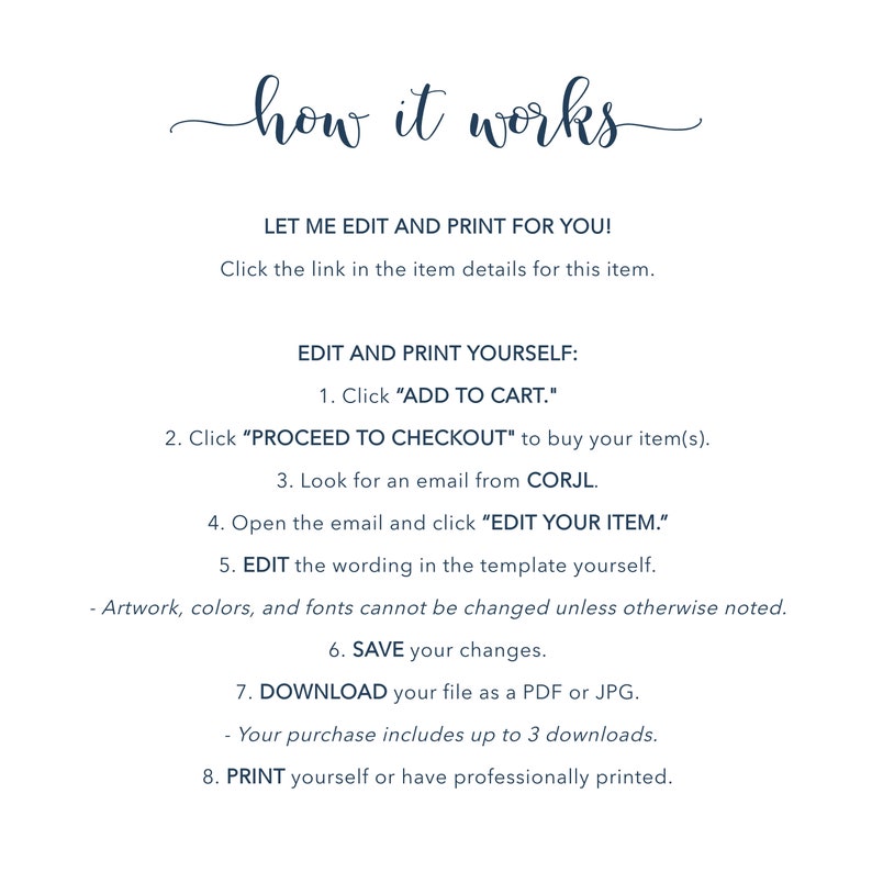 a printable how to works list for a wedding
