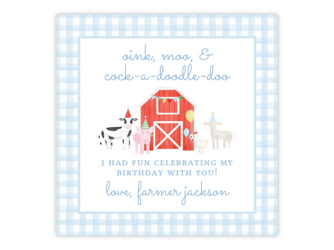 Printable Farm Birthday Party Favor Tags Boy Farm Birthday - Etsy
