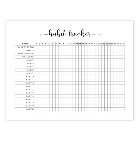 Habit Tracker Printable Set - Free Yearly & Monthly Habit Tracker