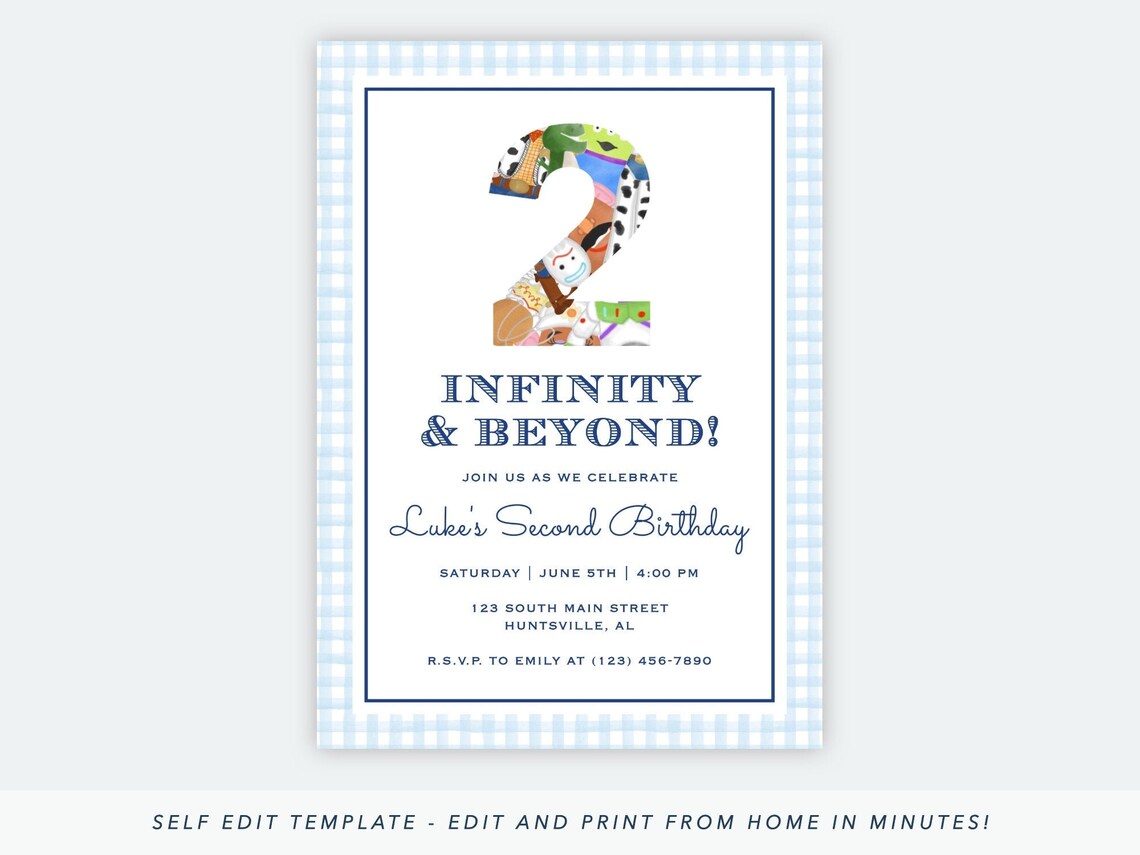 Printable Two Infinity and Beyond Birthday Invitation Boy Etsy