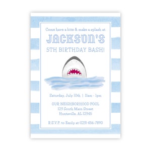PRINTABLE Birthday Invitation Template | Shark Party Invite for Pool or Ocean Theme | Editable Corjl File for Boys Birthday | 108
