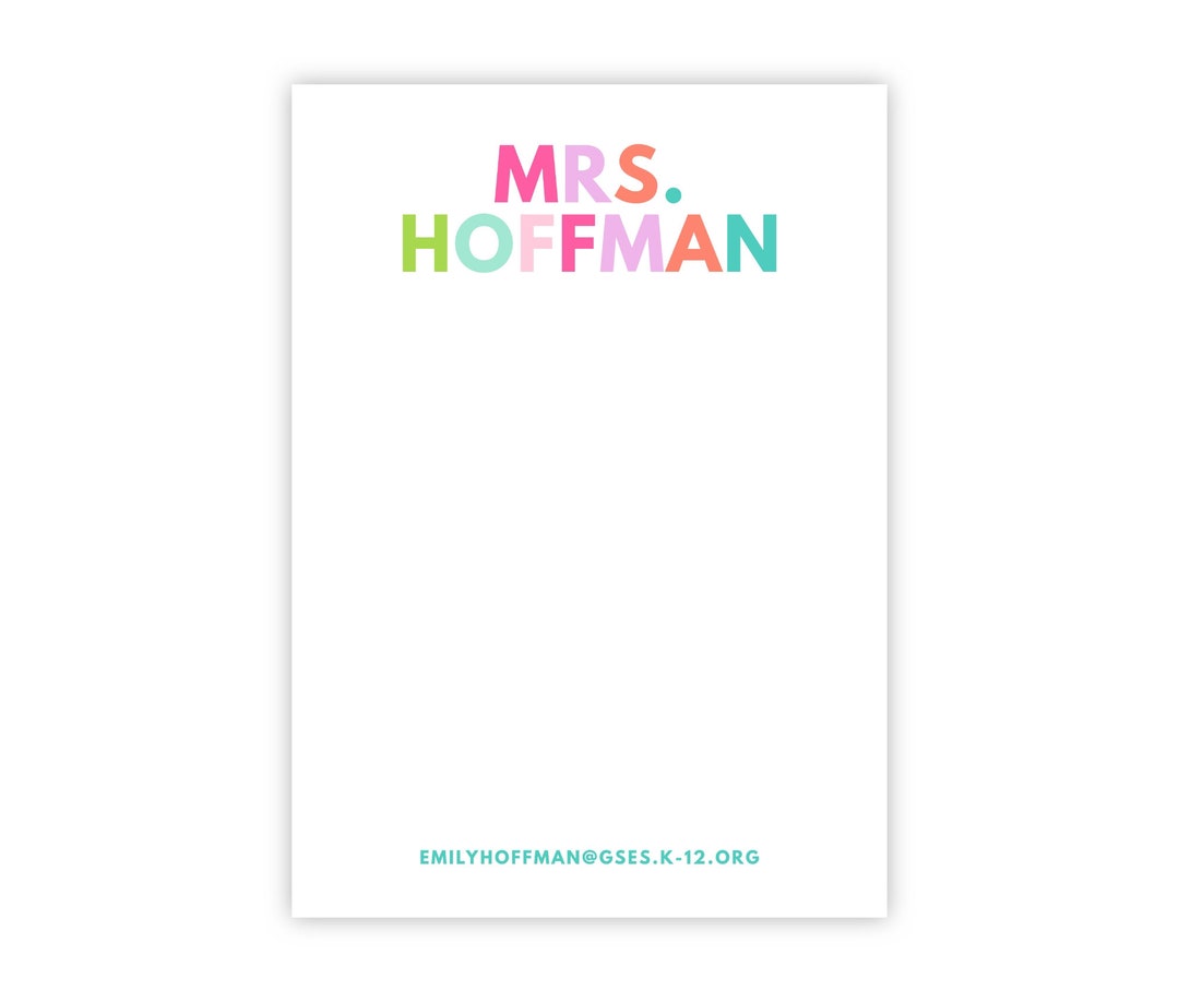 Personalized Teacher Notepad – 50 Sheet Custom Tear-off Pad With Name ...