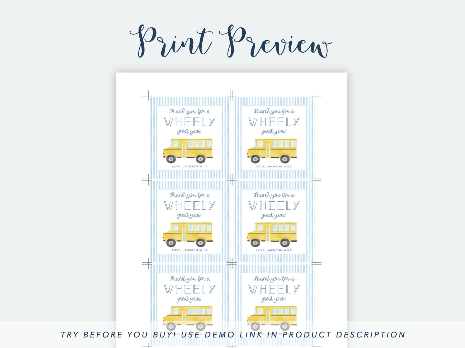 Printable School Bus Driver Gift Tags School Bus Driver | Etsy
