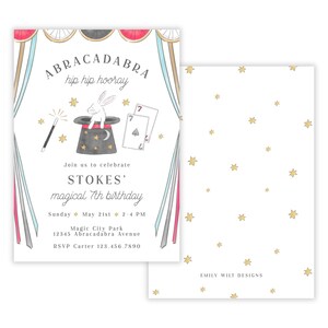 DRUCKBARE Magische Geburtstagseinladung | Hase mit Hut Zauberer Party | Bearbeitbare Corjl-Vorlage | Kids Magic Show einladen | Sofortiger Download 138 Bild 2