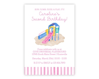PRINTABLE Pink Playground Birthday Party Invitation Template by Emily Wilt Designs