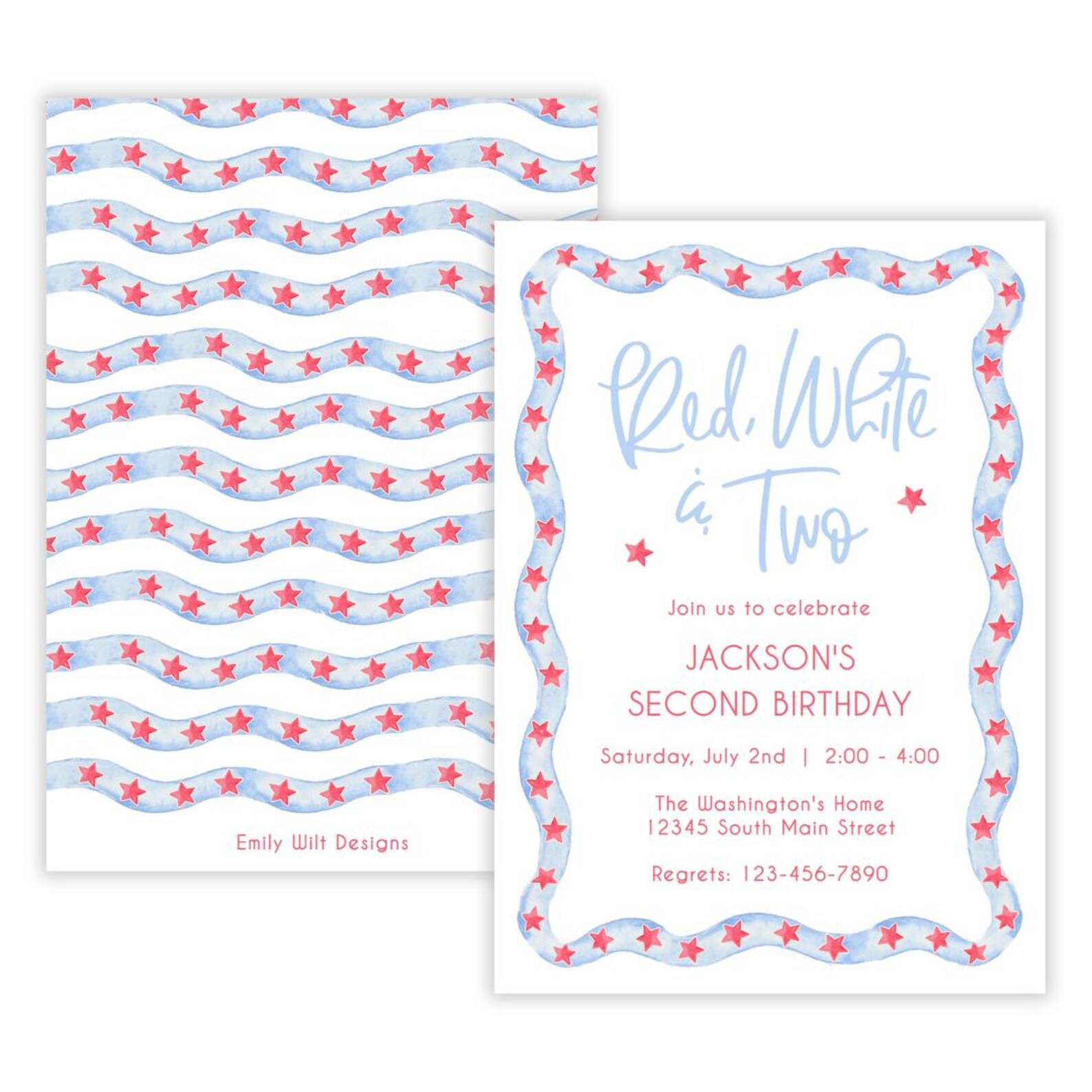 PRINTABLE Red White and Two Invitation | Patriotic 2nd Birthday Party ...