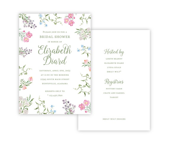 PRINTABLE Bridal Shower Invitation | Editable Corjl Template | Butterfly Oasis Design | Bridesmaid or Bridal Luncheon | Spring Floral