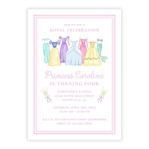 Invitation d'anniversaire princesse à imprimer | Party de célébration royale pour filles | Modèle Corjl modifiable | Conte de fées rose | Téléchargement instantané