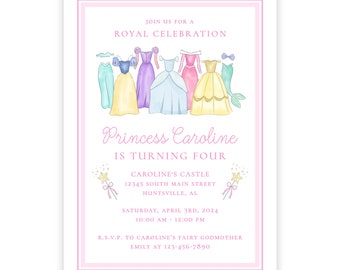 PRINTABLE Princess Birthday Invitation | Girl’s Royal Celebration Party | Editable Corjl Template | Pink Fairy Tale | Instant Download | 111