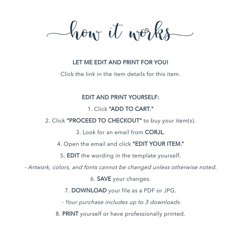 a printable how to works list for a wedding
