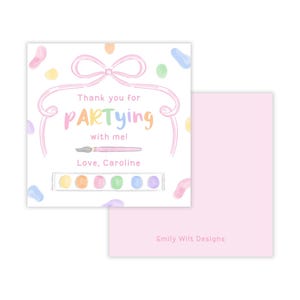 AFDRUKBARE Art Party Favor Tags | Bewerkbare roze verf verjaardagscadeau labelsjabloon | Corjl-sjabloon | Pastelkunst feestontwerp 103 afbeelding 2