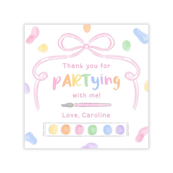 PRINTABLE Art Party Favor Tags | Editable Pink Paint Birthday Gift Tag Template | Corjl Template | Pastel Art Party Design 103