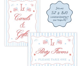 PRINTABLE One All American Boy First Birthday Signs | Patriotic Tabletop Signage | Fourth of July Party Decor Template | 5x7 and 8x10 | 115