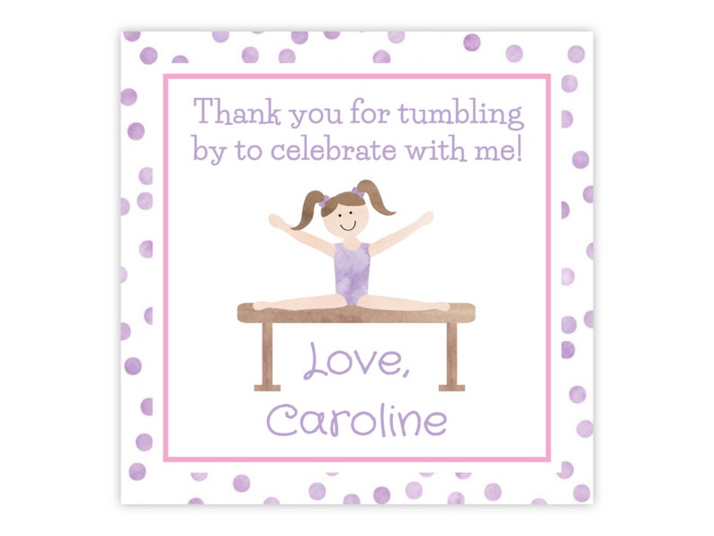 Printable Gymnastics Party Favor Tags Gymnastics Birthday Etsy