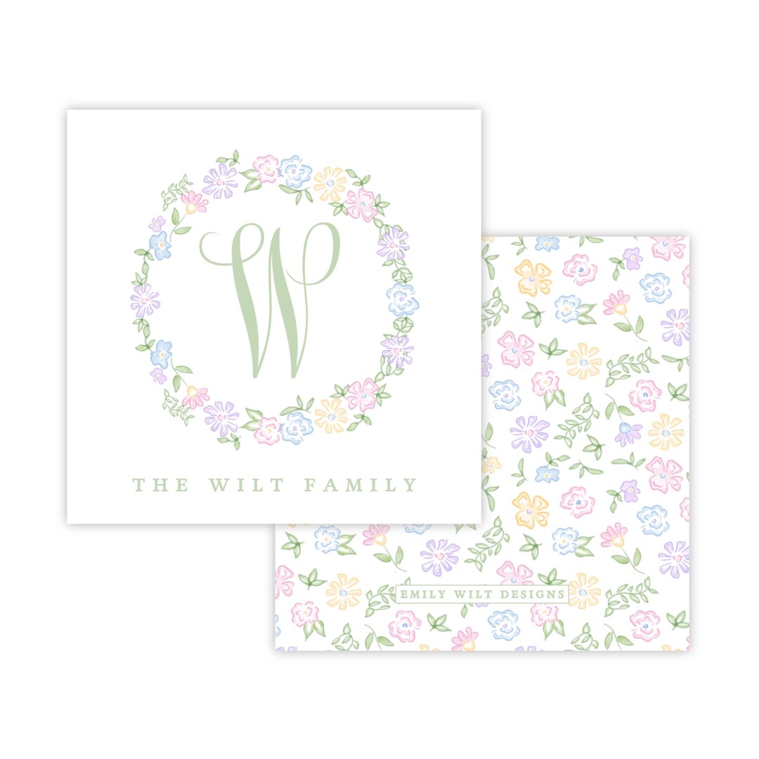 Printable Enclosure Cards, Printable Gift Tag, Ditsy Floral Enclosure Card, Monogrammed Calling